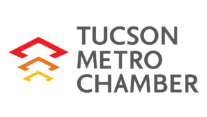 Tucson Metro Chamber logo depicting stacked squares that are yellow, orange, and red